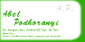abel podhoranyi business card